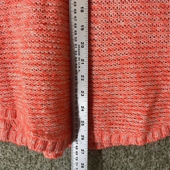 American Eagle Sweater Womens Medium Neon Orange Open Knit V Neck Tunic College - Picture 9 of 11